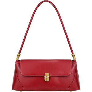 Vintage Small Red Shoulder Bag for Women Zipper Closure and Classic Design